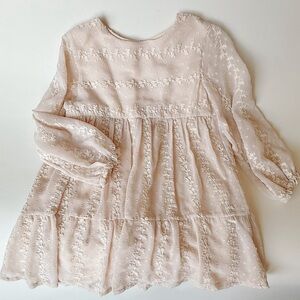 Zara girls ecru  embroidered dress